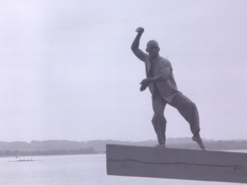 Boris Willis mid-gesture on a platform